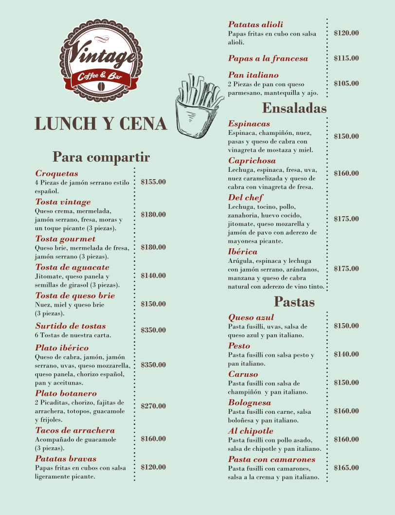 Vintage Coffee & Bar Menu - Image 2